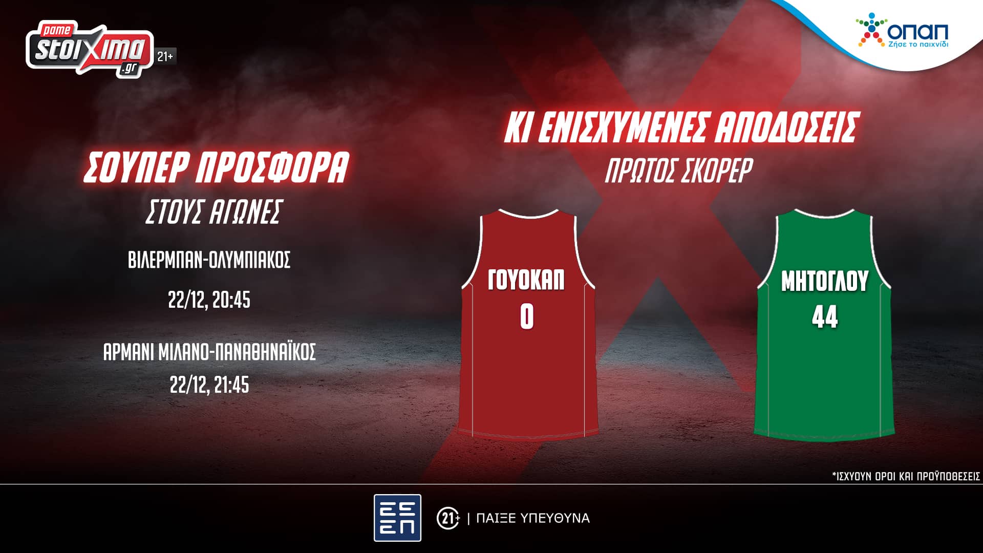 EuroLeague: Σούπερ προσφορά & ενισχυμένες αποδόσεις στους αγώνες Ολυμπιακού & Παναθηναϊκού! (22/12)