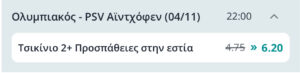 Ολυμπιακός - Αϊντχόφεν Τσικίνιο 2+ τελικές
